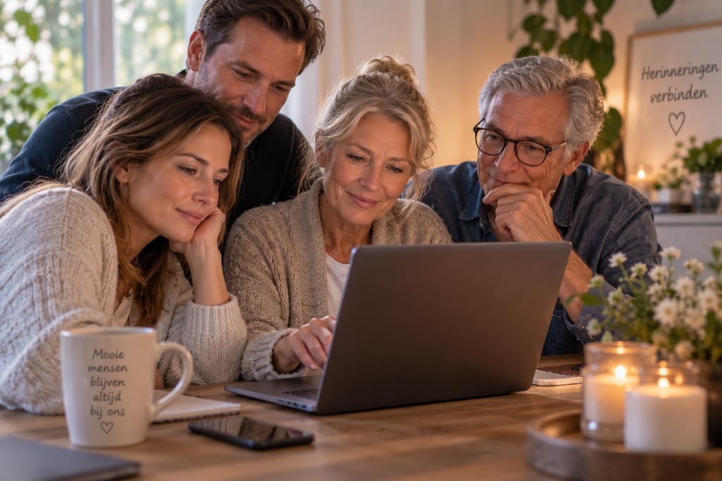 Familie samen digitaal herinneringen delen